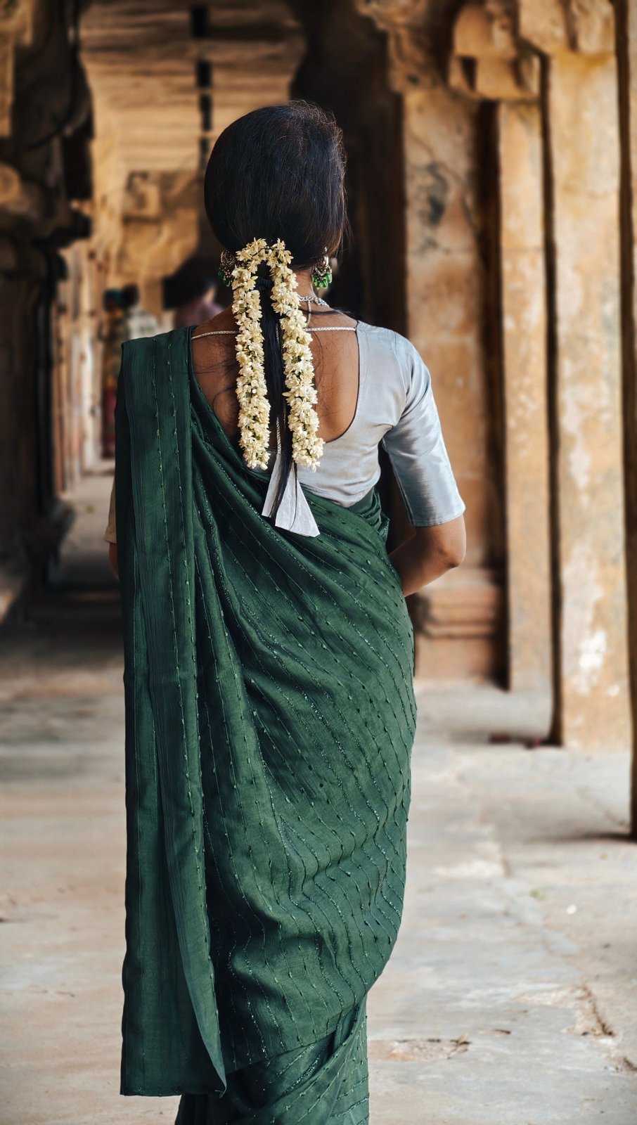 Bottle Green Banarasi Silk Saree