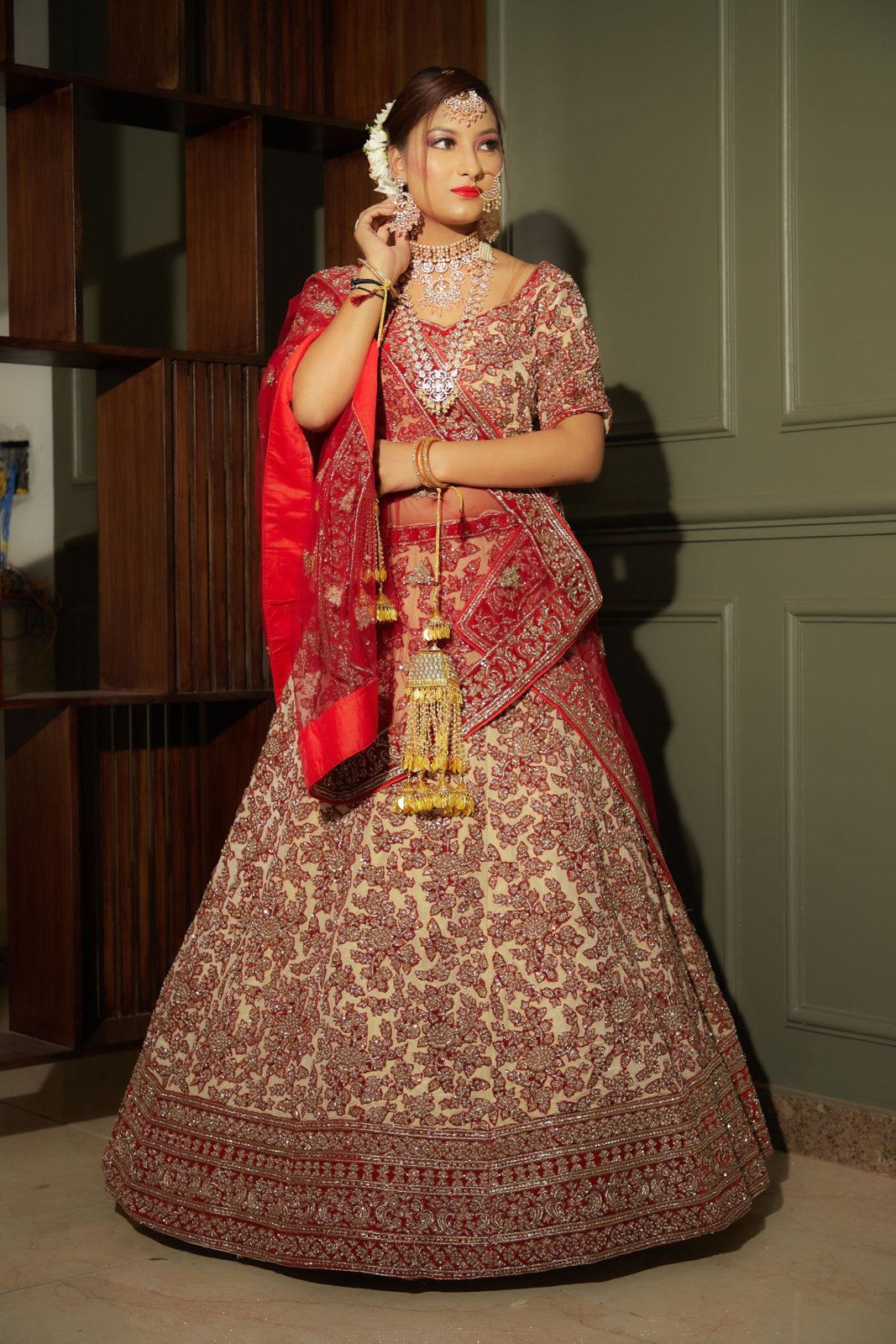 Bridal Red Zardozi Lehenga Set