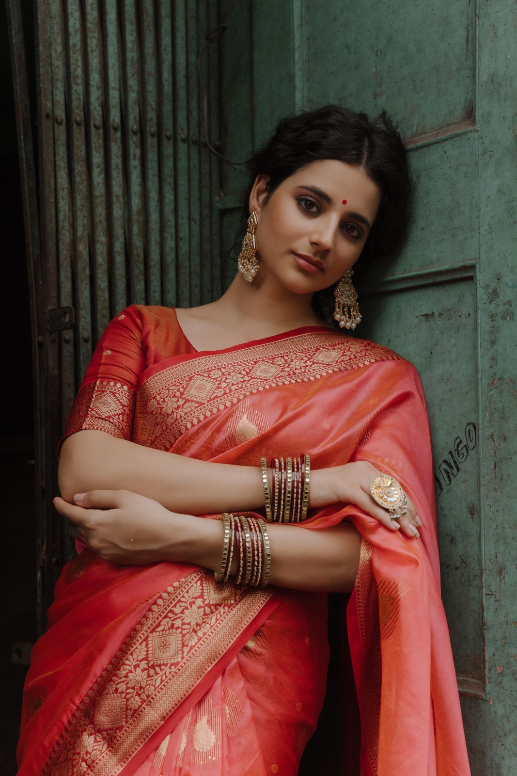 Crimson Katan Silk Banarasi Saree