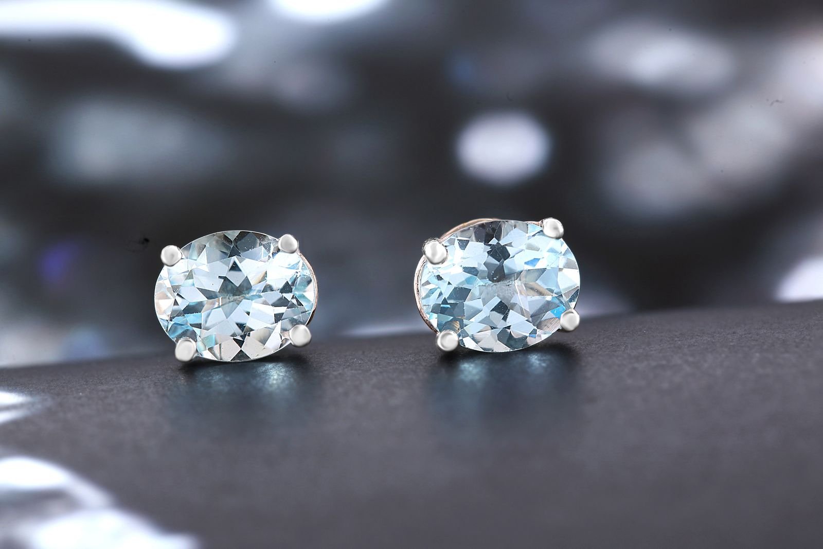 Blue Topaz Silver Studs