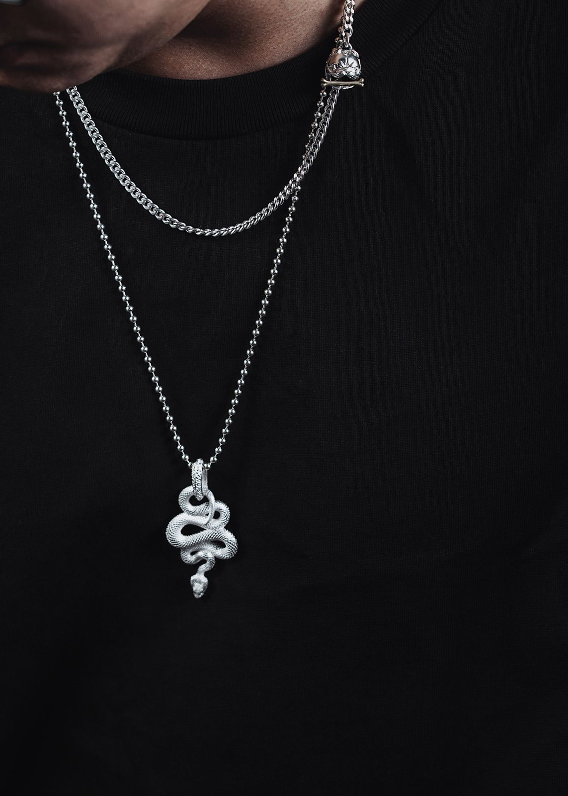 Coiled Serpent Silver Pendant