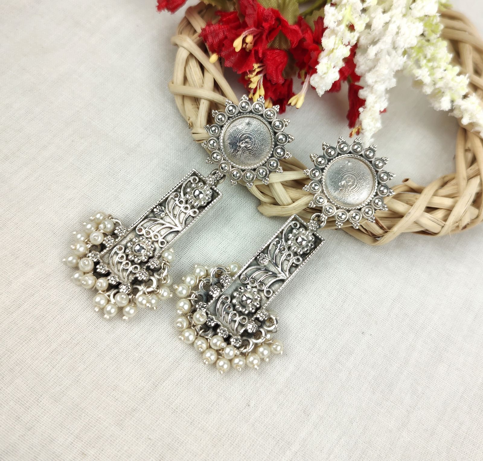 Mirror Work Drop Earrings